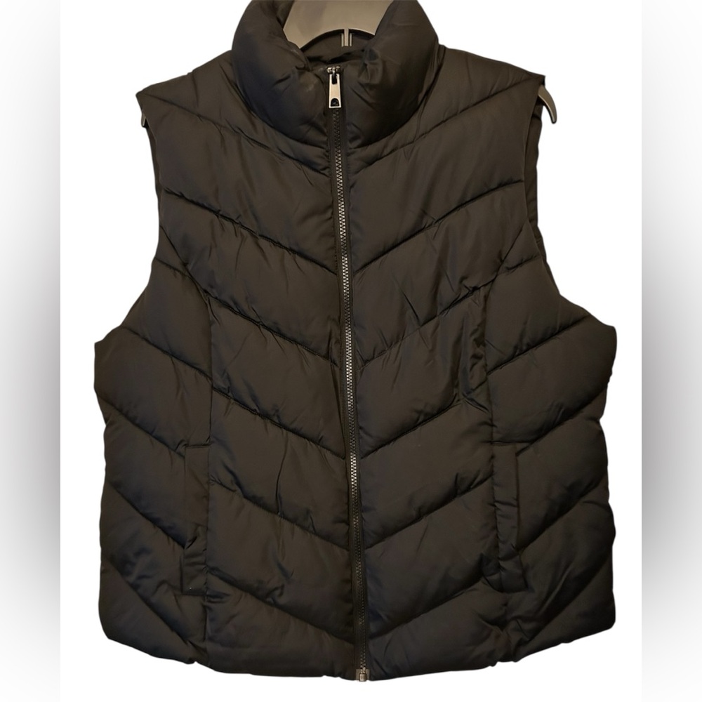 Cole Haan Signature Chevron Quilted Puffer‎ Vest Black Women’s Size XL